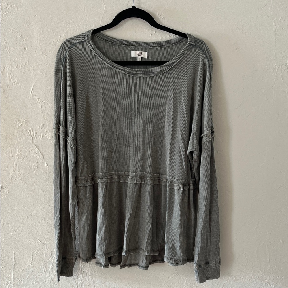 Sage Green Long Sleeve Shirt Slouchy Comfy